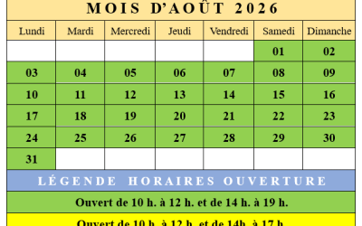 HORAIRES AOÛT 2026
